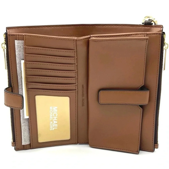 Michael Kors Large Double Zip Wallet Wristlet Brown - Picture 6 of 7